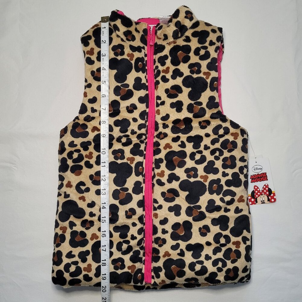 Disney Minnie Mouse Girls Leopard Print Puffer Vest Full Zip 10/12 Streetwear - Picture 4 of 9
